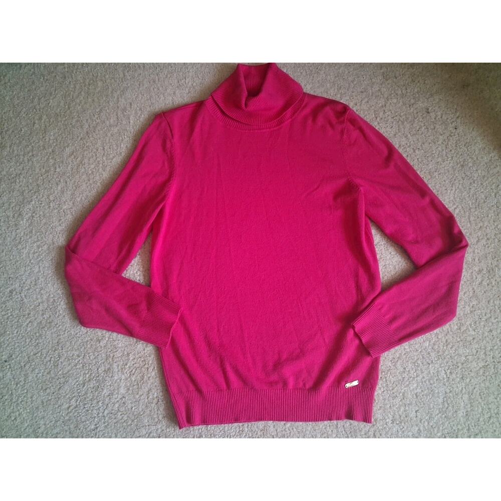 Calvin Klein Women's Pink Knit Turtleneck Pullover Long Sleeve Sweater Size M